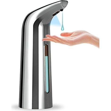 Automatischer Seifenspender, 13,52 oz/400 ml, berührungsloser Flüssigseifenspender mit Infrarotsensor für Badezimmer, Küchenspüle, Hotelrestaurant (Silberfarben) (1/4)