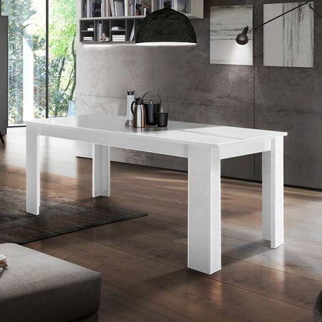 Weißer Hochglanz-Esstisch ausziehbar 140-190x90cm für Esszimmer Jesi Light (1/5)