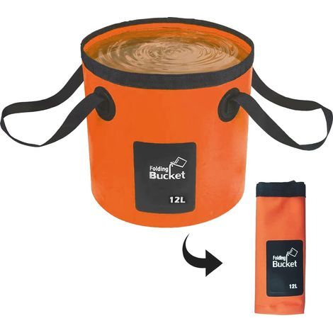 HONORNIC - Un seau pliable de 12 litres, adapté à une utilisation en extérieur, portable et multifonctionnel. (1/5)