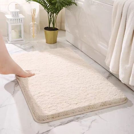 Tapis de bain absorbant antibactérien à ions argent Ag+, épais 3,5 cm, poils denses 200%, antidérapant et à séchage rapide, plusieurs tailles et coloris