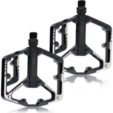 Lot de 2 pédales de vélo universelles à grande surface creuse en alliage d'aluminium, accessoires pour VTT et vélo de route (1/5)