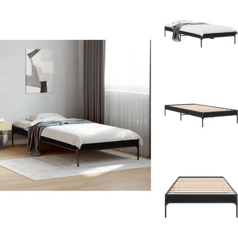 Cadre de lit sans matelas noir 100x200 cm - Cadre De Lit - Lit Double - Lit Noir - Meuble Chambre - Literie (1/5)