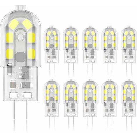 Ampoule LED G4 2W, 20W Ampoules Halogènes équivalentes, Blanc froid 6000k,200Lm,12x SMD,12V AC/DC-Pack de 10 - Versailles (1/4)