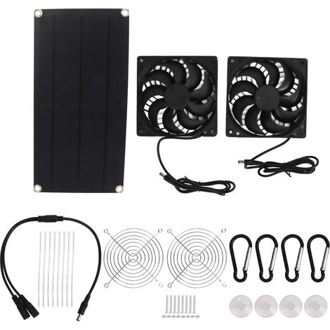 Kit ventilateur solaire 10W 18V monocristallin étanche pour abri chien poulailler serre, extraction air chaud maison chien animal, panneau solaire mini (1/5)