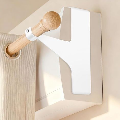 4 Supports de Tringle à Rideaux - Fixation Volet Roulant Sans Perçage - Métal Robuste Antidérapant - Pour Tringles Ø16-28 mm - Intérieur Blanc