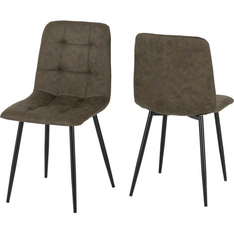 Fenton Chair (Pack of 2) - L53 x W86.5 x H44 cm - Olive Green Suede