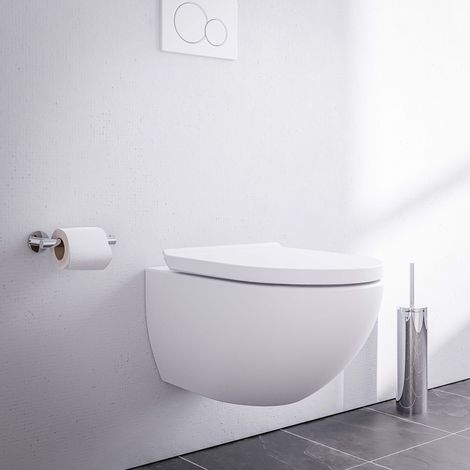 BERNSTEIN - WC suspendu sans rebord, abattant avec mécanisme de fermeture douce - Blanc mat - 36,5x32x57,5 (LxHxP) - E-9030