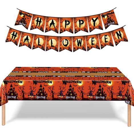 Nappe décorative d'Halloween, bannière « Joyeux Halloween », Halloween (1/4)