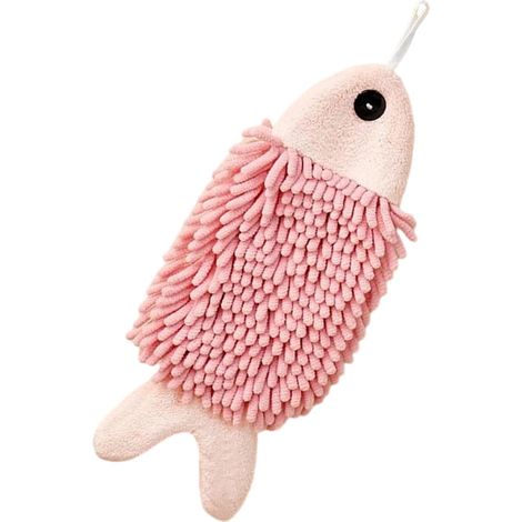 Serviettes à Main – Tissu à Suspendre en Forme de Poisson Chenille avec Texture à séchage Rapide, Chiffon de Bain Absorbant, Accessoire de Nettoyage Mignon, Utilisation de Salle de Bain et de