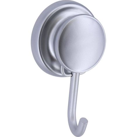 Crochet de douche en aluminium sur ventouse, chrome. Accessoire tendance pour salle de bain. Fixation forte sans perçage. (1/2)