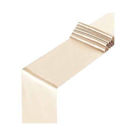 Camino de mesa decorativo de satén liso color crema, 16 x 9 m (1/3)