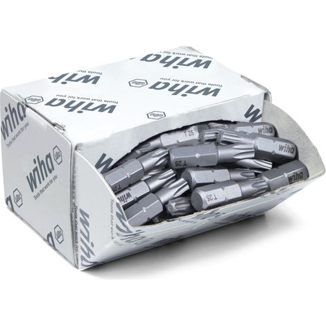 Wiha Boites d'embouts Standard 25 mm TORX® (T25) 50 pcs 1/4" C6,3 en assortiment (08068)