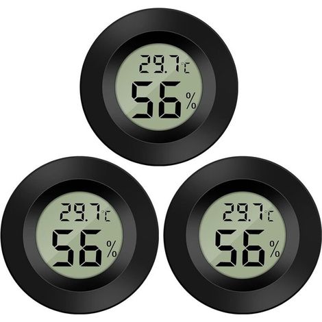 Drei runde elektronische Thermometer und Hygrometer, tragbare Mini-Thermometer mit integrierten Sensoren, geeignet für Büros, Küchen und andere Orte. (1/5)