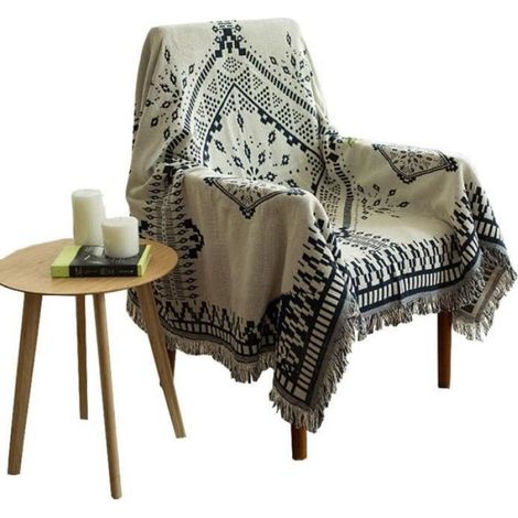 Couverture - 90 x 180 cm - Coton Polyester - Style Rétro Européen - Beige - 1 Pièce (1/4)