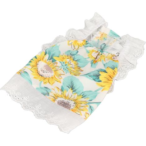 Jupe d'été pour animaux de compagnie avec tournesol, protection solaire, respirante, douce et mignonne, pour chiens et chats, blanche, taille XS (1/5)