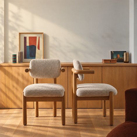 Lot de 2 chaises en mindi massif et tissu texturé (1/5)