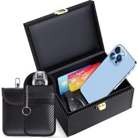 Scatola di protezione RFID per chiavi auto, set con custodia RFID, custodia di blocco, protezione del segnale RFID, chiave di sicurezza, telecomando auto, accesso senza chiave, protezione contro i seg (1/5)