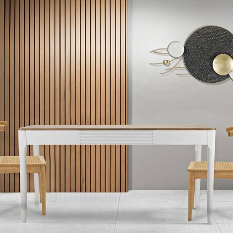 Dmora - Esstisch Dindga, Küchenregal, Esszimmertisch, Festes rechteckiges Regal, 180x60 h80 cm, Weiß und Braun (1/5)