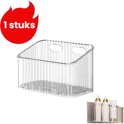 Boîte de rangement murale sans perçage pour cosmétiques et accessoires de salle de bain blanc transparent (1/5)