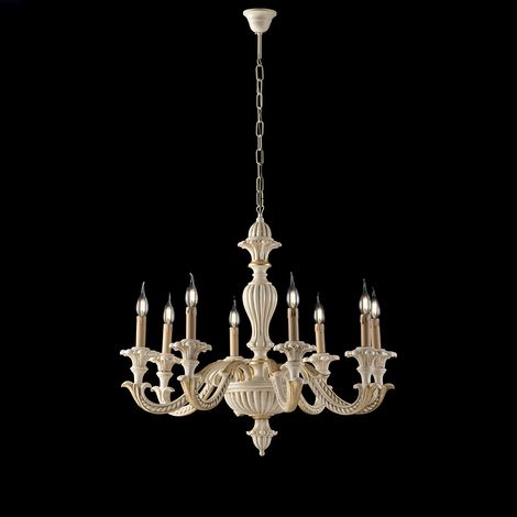 Leonardo Lustre En Bois Ivoire Et Feuille D'Or 6 Lumières 130 D.74 Bl180-6-Av