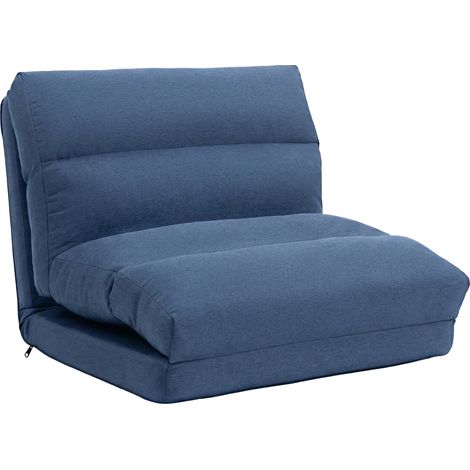 Fauteuil paresseux réglable bleu foncé transformable en lit d'appoint 70x72x56 cm en tissu polyester (1/5)