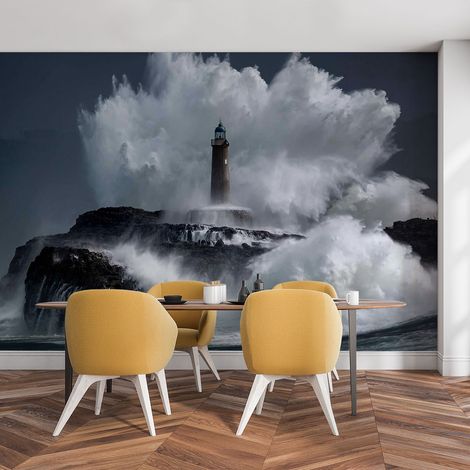 Papier peint panoramique phare sous les vagues papier peint (1/5)