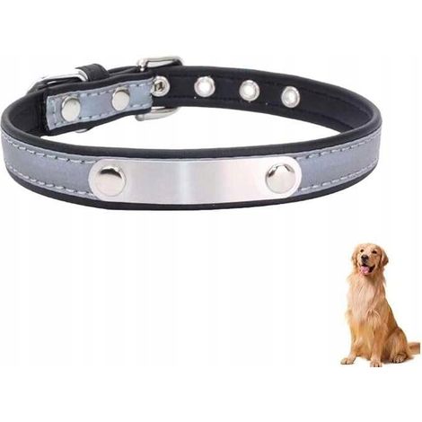 Collar reflectante para perro con espacio para nombre, ajustable, talla XS, color negro. (1/2)