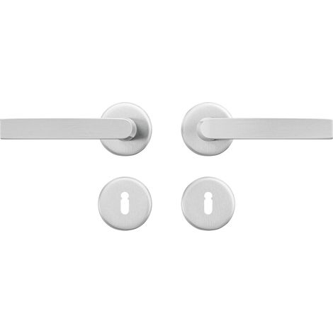 Kit de ferrures de porte intérieure - Poignée de porte avec rosace - Avec trou de serrure - Aluminium (1/5)