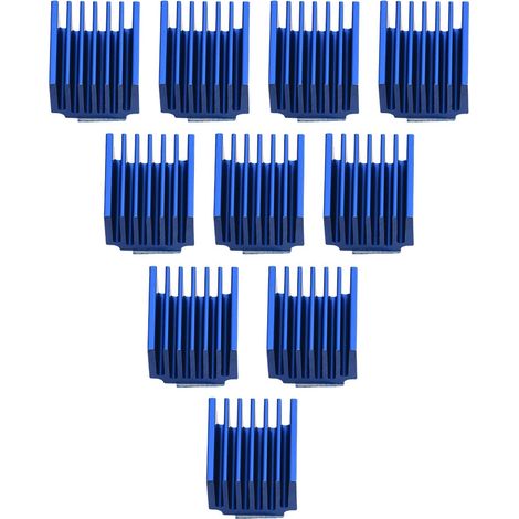 10 dissipateurs thermiques en aluminium à ailettes de refroidissement avec adhésif au dos pour moteur pas à pas d'imprimante 3D (bleu) (1/5)