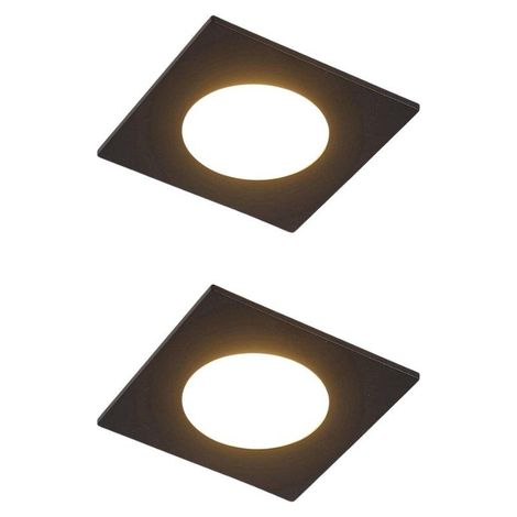 QAZQA Simply Spot encastré - set de 2 - 9x9cm - LED incluse - 3 niveaux de gradation - IP44 - carré - noir mat (1/5)