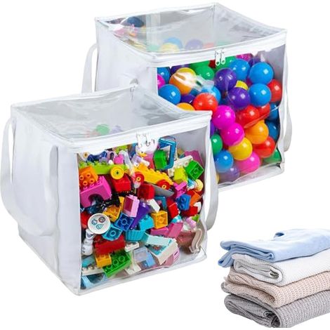 2 bolsas transparentes con cremallera para guardar juguetes de baño y juegos de mesa. (1/5)