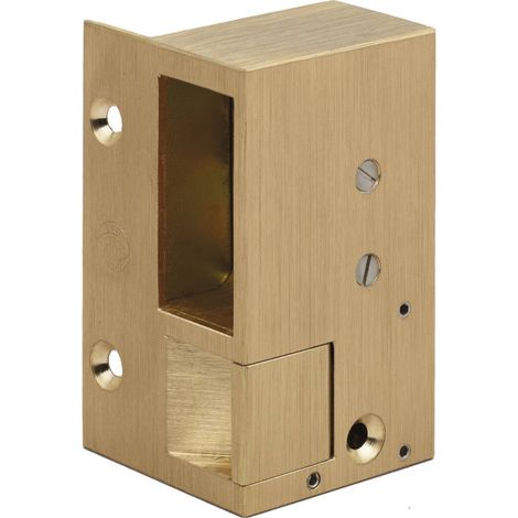 Gâche applique en bronze double empennage - METALUX - Pour serrure horizontale - demi-tour en bas - à émission - Droite tirant (1/3)