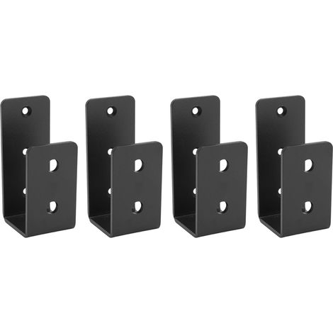 Lot de 4 supports de barrière de porte robustes en acier, barre de sécurité ouverte, support en U pour grange, abri de jardin ou garage. (1/5)