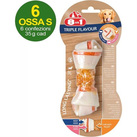 6 os triple saveur taille S avec triple saveur poulet boeuf porc - OFFRE D'ÉCONOMIE 6 paquets de 1 os chacun
