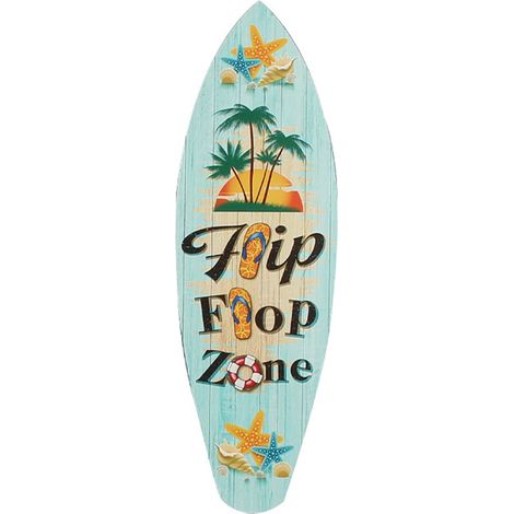 Decoración de pared de madera: Tabla de surf y volante – Motivos de playa tropical, concha, estrella de mar, 40 x 13 cm y 30 x 30 cm, regalo original (1/5)