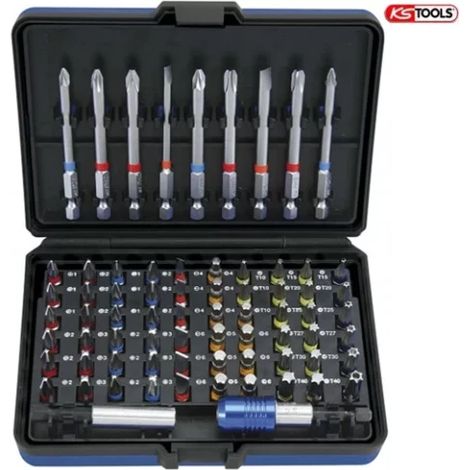 Kstools – Coffret de 71 embouts de vissage à code couleur – Porte-embouts magnétique 1/4’’ à verrouillage automatique – Pour visseuse professionnelle (1/3)