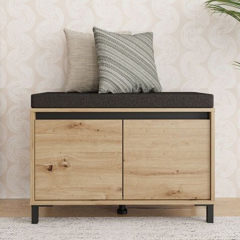 Mobile da Ingresso Varmo, un Ripiano, 2 Ante, 2 Vani, 80x40x57h cm Marrone Rovere Nodi (1/5)