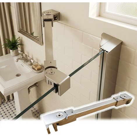 Barre de support paroi douche sans perçage, stabilisatrice porte (1/5)