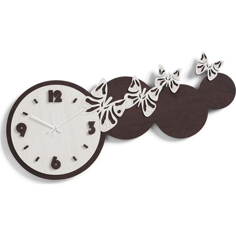 Orologio da parete legno laminato moderno 80x40 RSN - FARFALLE 2 (1/2)