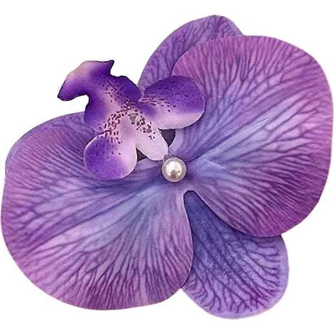 Pince à cheveux en forme de fleur de phalaenopsis, fausse fleur en soie, épingle à cheveux légère-Purple