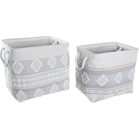 DKD Home Decor Set de basket gris coton 2 pièces (1/4)