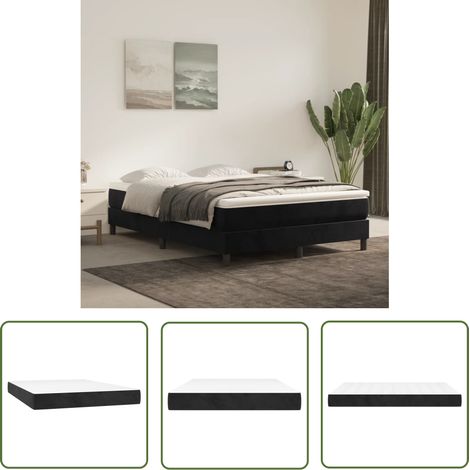 The Living Store Matelas de lit à ressorts ensachés Noir 140x200x20 cm Velours - Matelas - Matelas À Ressorts Ensachés - Matelas Velours - Literie - Sommier (1/5)