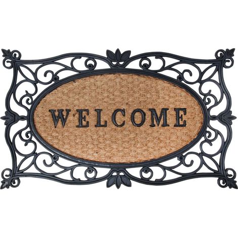 Elegante Fußmatte aus Kokosfaser und Gummi mit "Welcome"-Schriftzug (1/2)