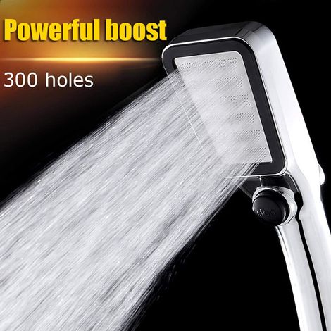 Accessoire d'extension pour pommeau de douche avec arrêt d'eau et pressurisation par simple pression, pommeau de douche externe, base de douche, flexible, sortie d'eau. (1/5)
