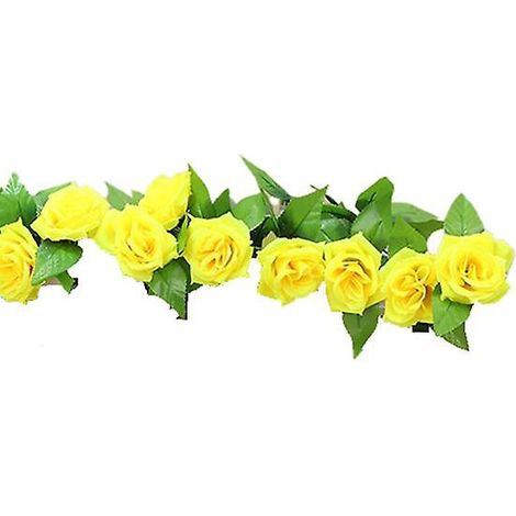 Guirlande de fleurs artificielles en soie, roses et lierre, à suspendre, pour mariage ou décoration intérieure à faire soi-mêmejaune (1/5)