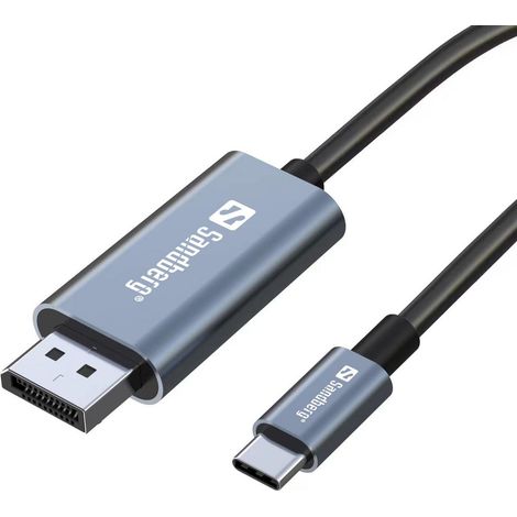 Sandberg 136-51 adaptador de cable de vídeo 2 m USB Tipo C DisplayPort Negro, Gris