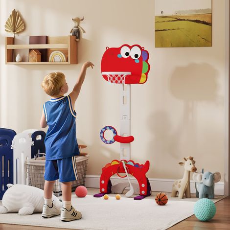 Panier de basket-ball pour enfants hauteur réglable 5 en 1 lancer de balles golf football jeu de lasso 3-6 ans (1/4)