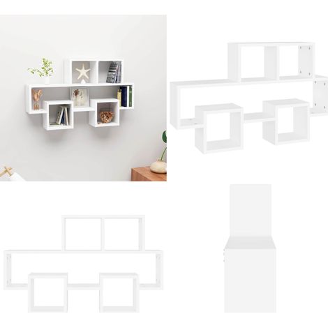 Scaffale a Muro Auto Bianco 82x15x51 cm Legno Multistrato - Scaffale auto - Scaffale in legno