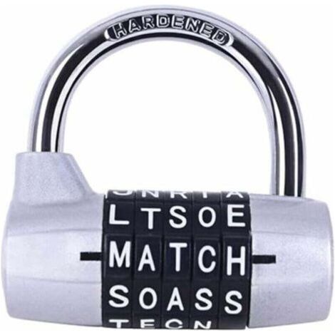Serrure de casier de salle de sport, serrure à 5 lettres, serrure à combinaison à 5 chiffres, cadenas de sécurité pour casier de salle de sport, casier de sport, clôture, étui, rangement à loquet (arg (1/5)