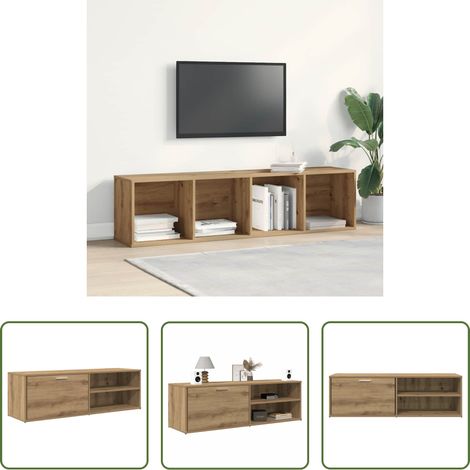Meuble tv bois d'ingénierie - Meuble TV chêne artisanal 120x34x37 cm bois d'ingénierie (1/5)
